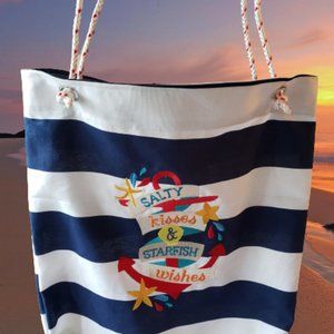 Beach or Pool Tote Blue And White